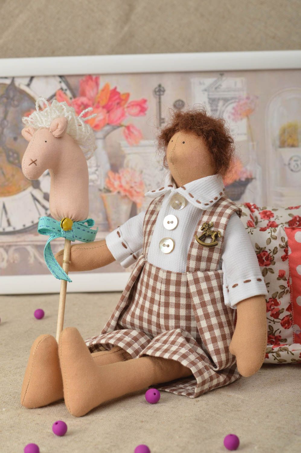 Кукла ручной работы кукла из ткани авторская кукла в платье в горошек Малыш фото 1