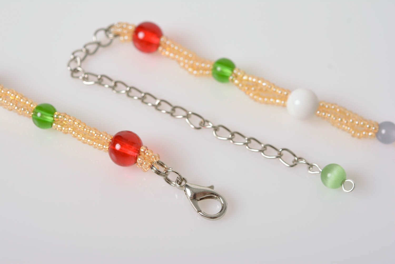 Ожерелье из бисера в технике ткачества разноцветное нежное красивое хэнд мейд фото 5