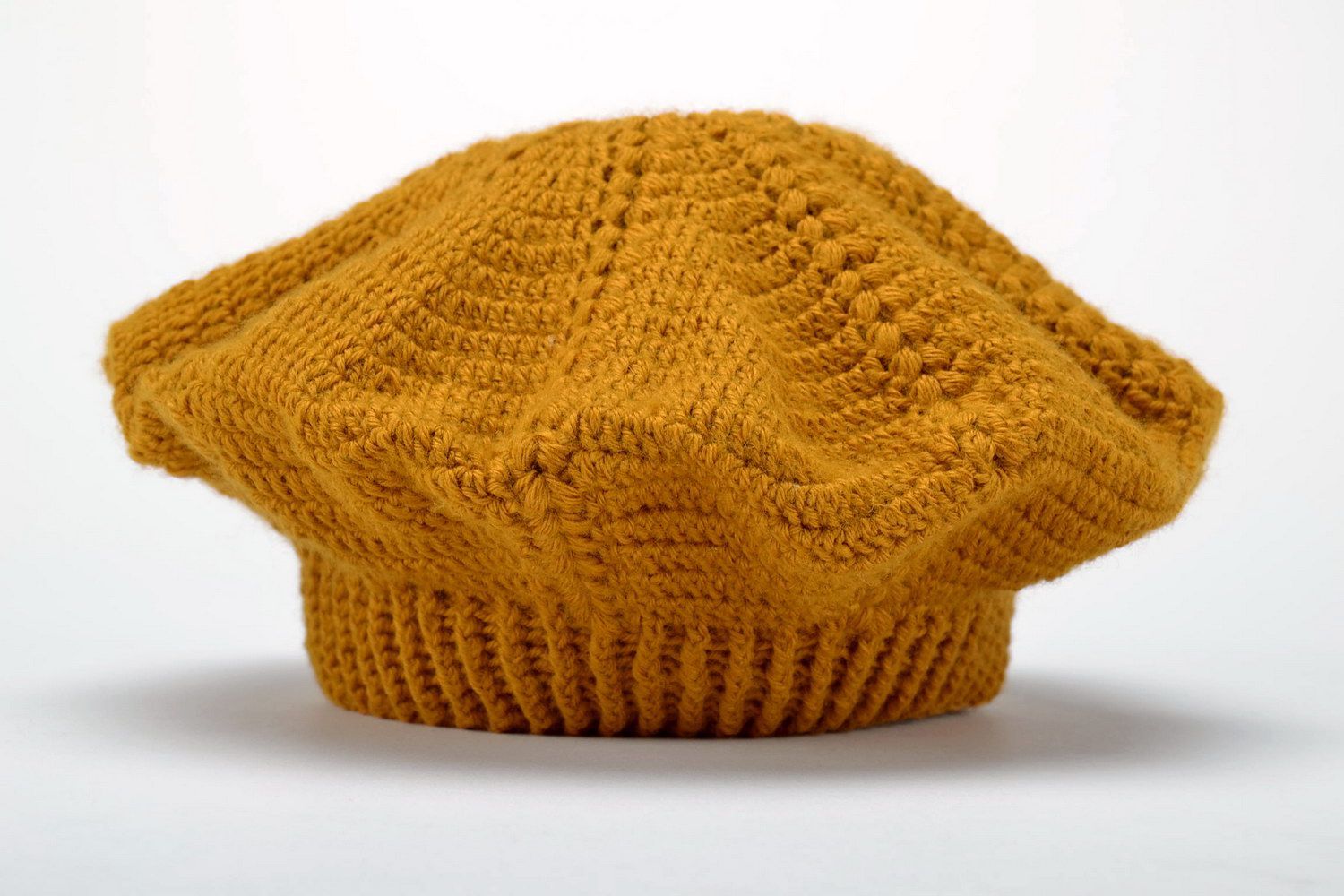 Mustard knitted beret photo 5