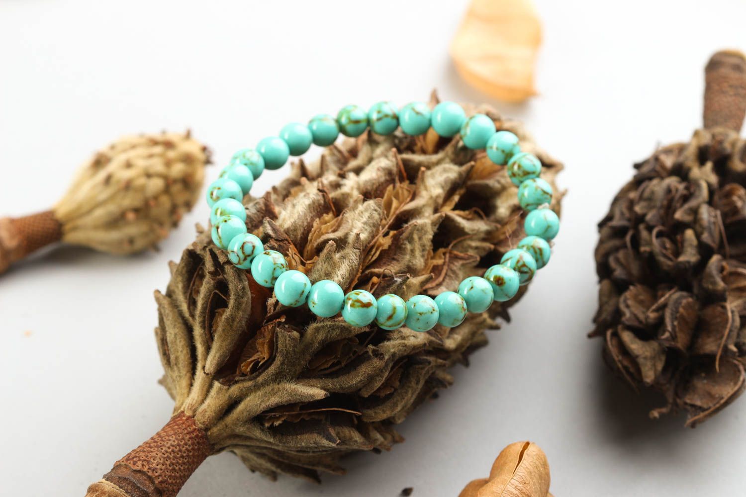 Malachite handmade gemstone bead elastic bracelet for women photo 1