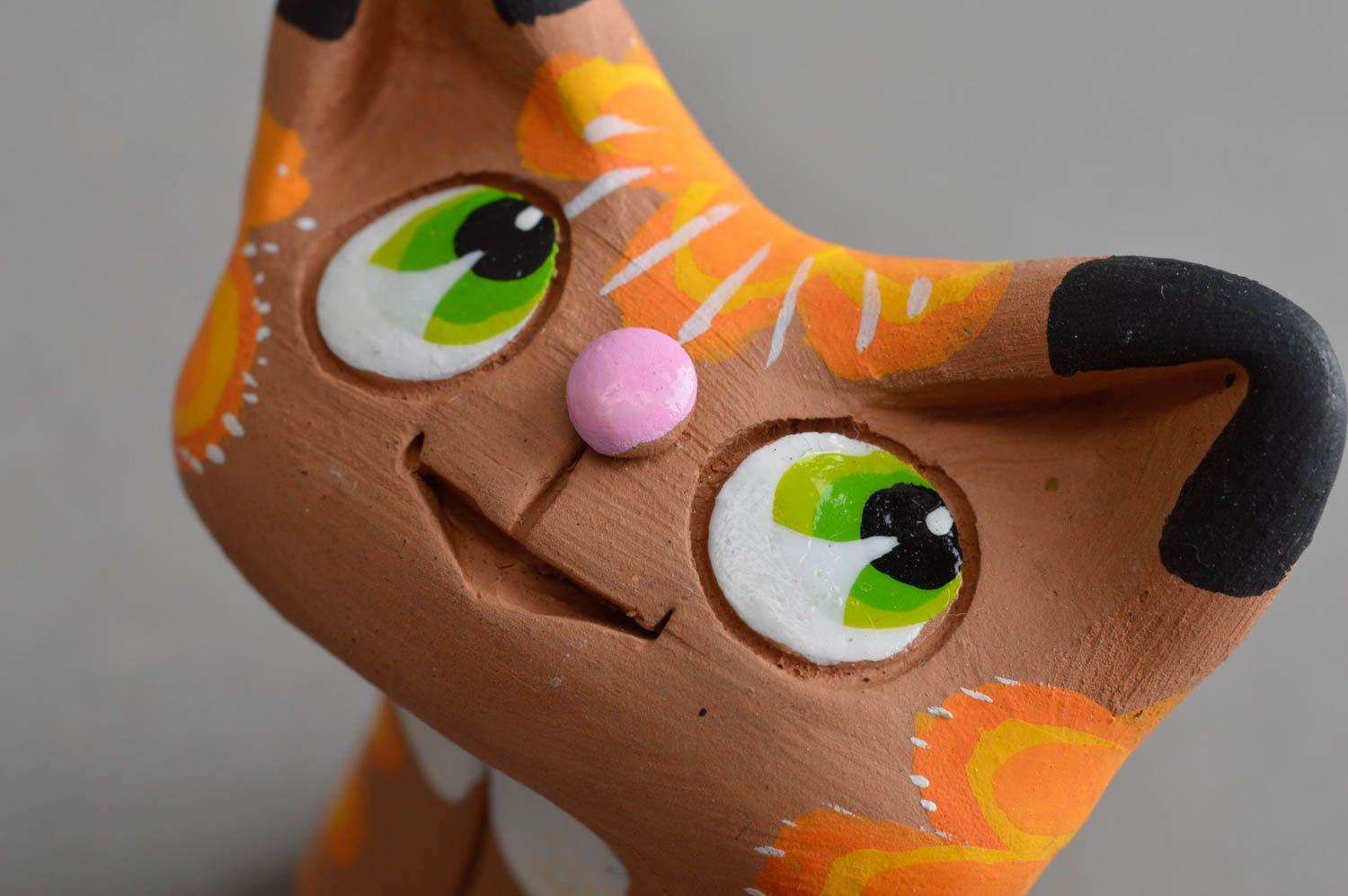 Handmade Keramik Katze Dekoideen Wohnzimmer Kinder Geschenk klein schön bunt foto 5
