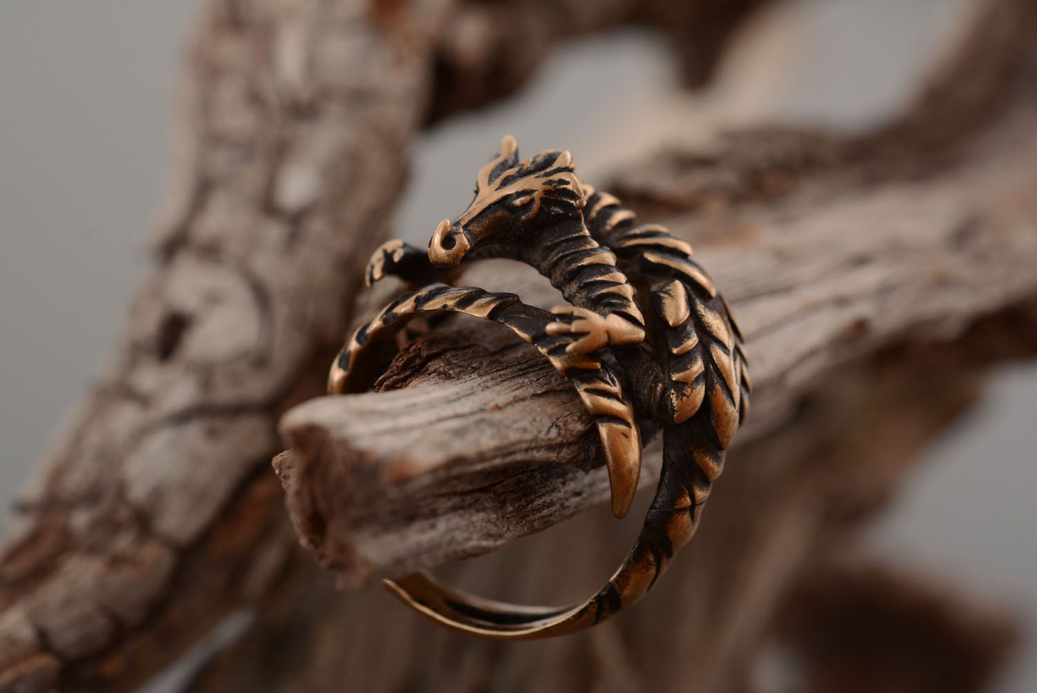 Бронзовое кольцо Дракон Пендрагон фото 1