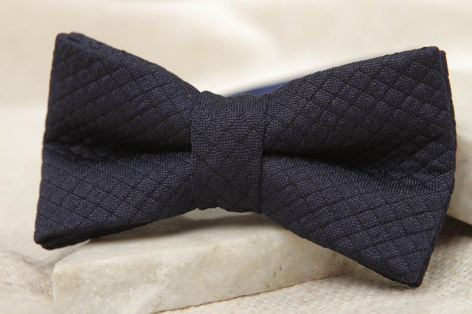 Dark blue cotton fabric bow tie photo 5