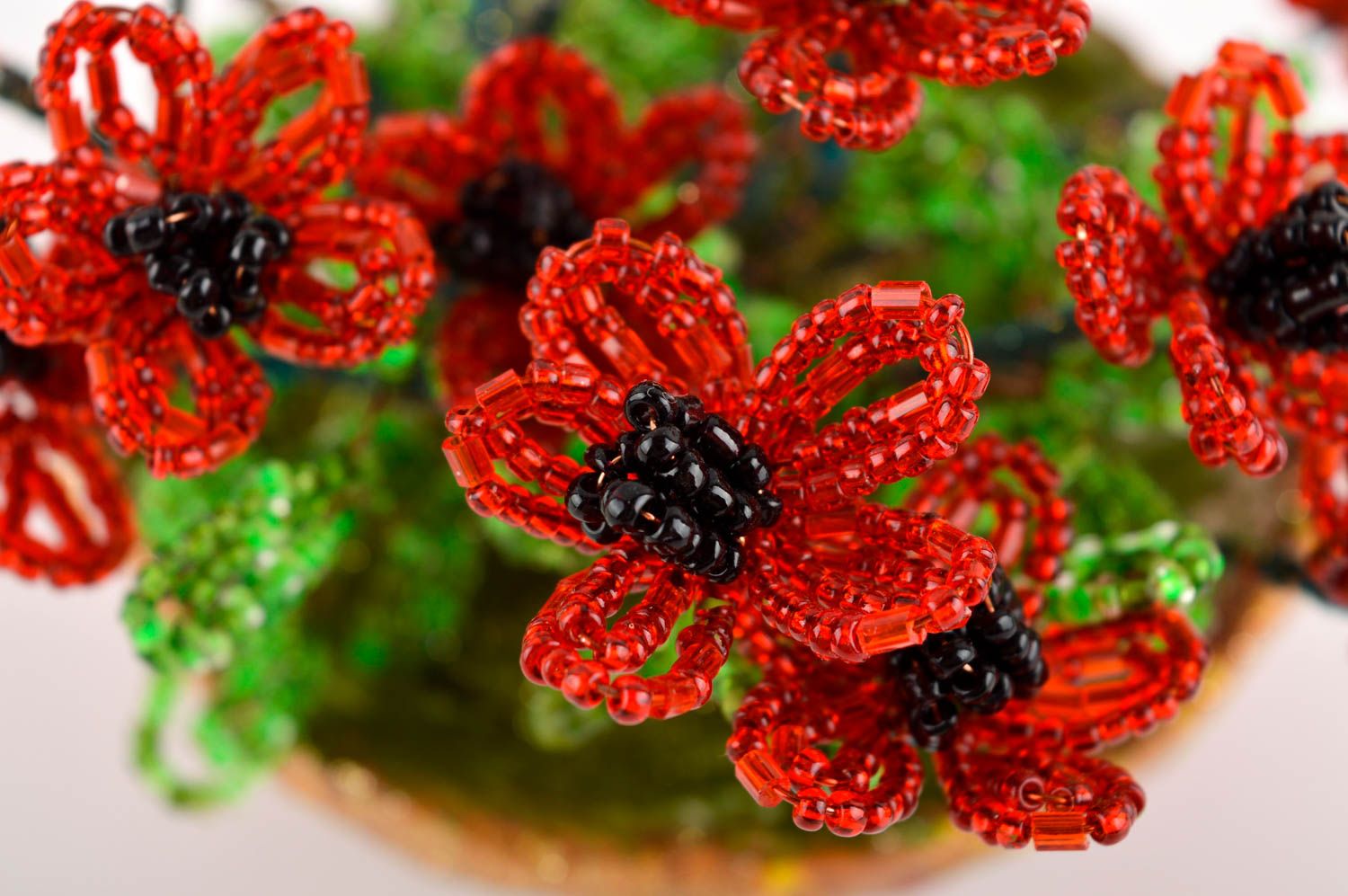 Handmade beaded flowers artificial flowers beadwork ideas decorative use only photo 4