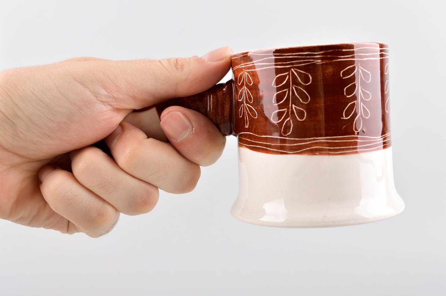 Чайная чашка хэнд мейд чашка из глины необычная с длинной ручкой столовая посуда фото 5