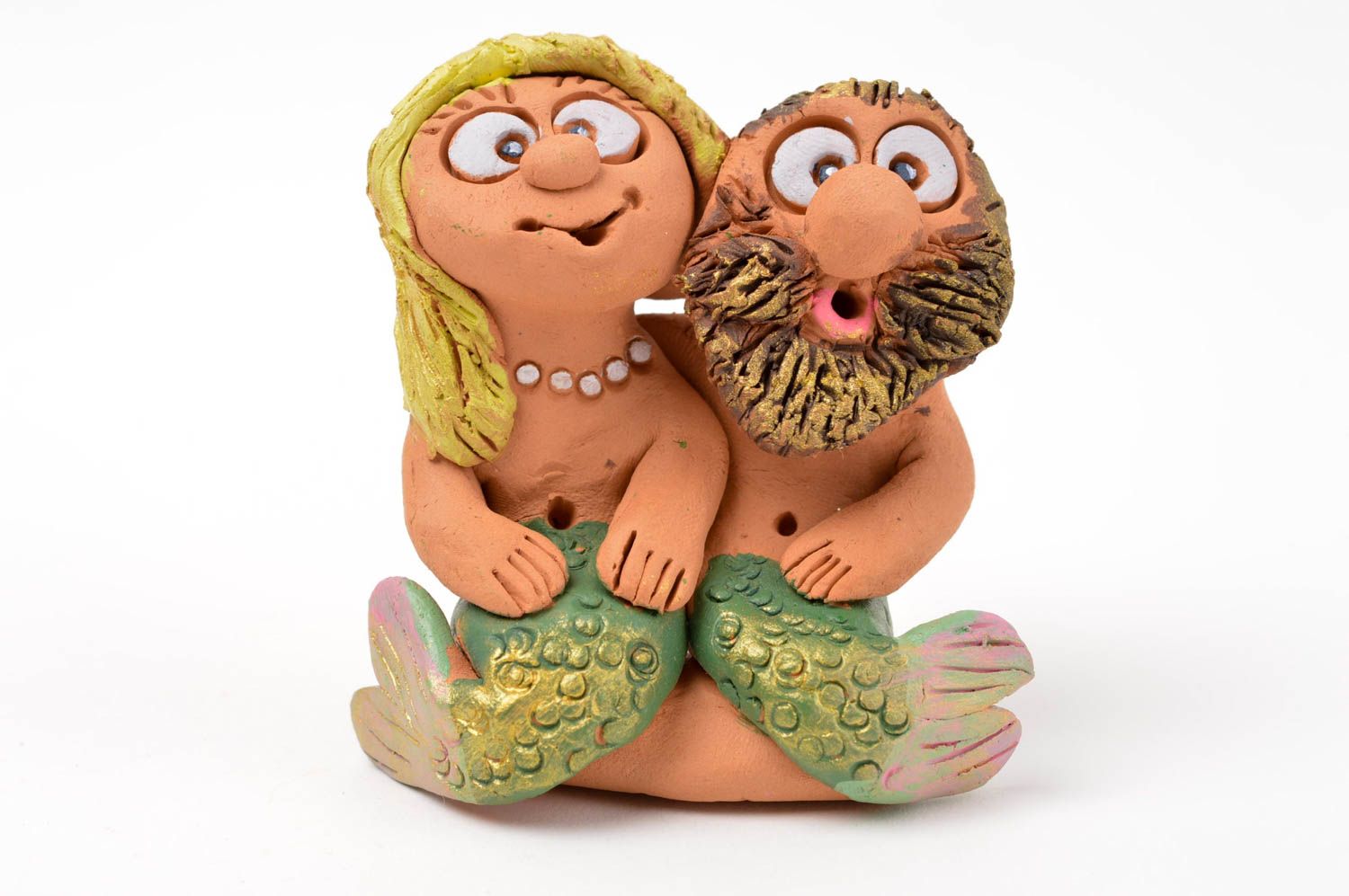 Handmade marine couple statuette figurine for interior clay figure nice souvenir photo 1