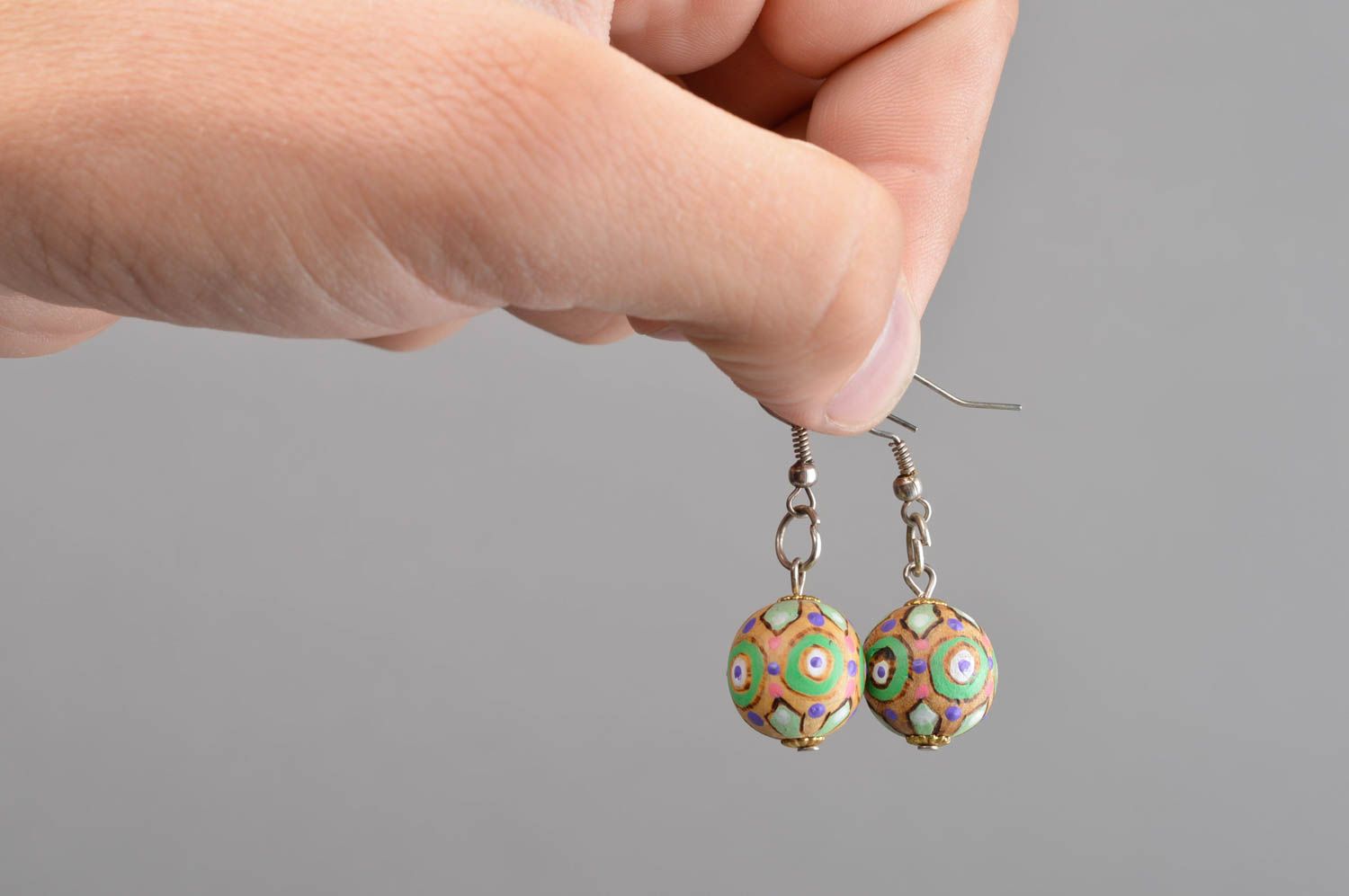 Handmade wooden earrings ball earrings beautiful jewellery gifts for her photo 4