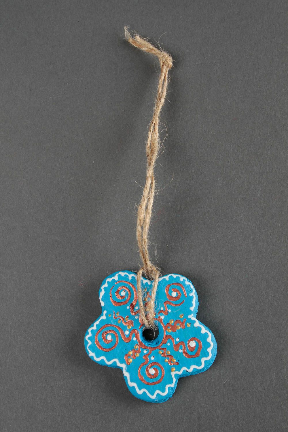 Figura decorativa hecha a mano adorno de fin de año regalo artesanal Flor azul foto 3