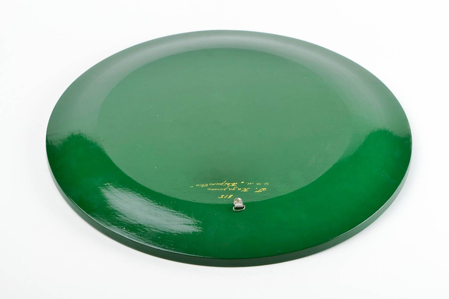 Деревянная тарелка ручной работы декоративная тарелка зеленая декор для дома фото 5