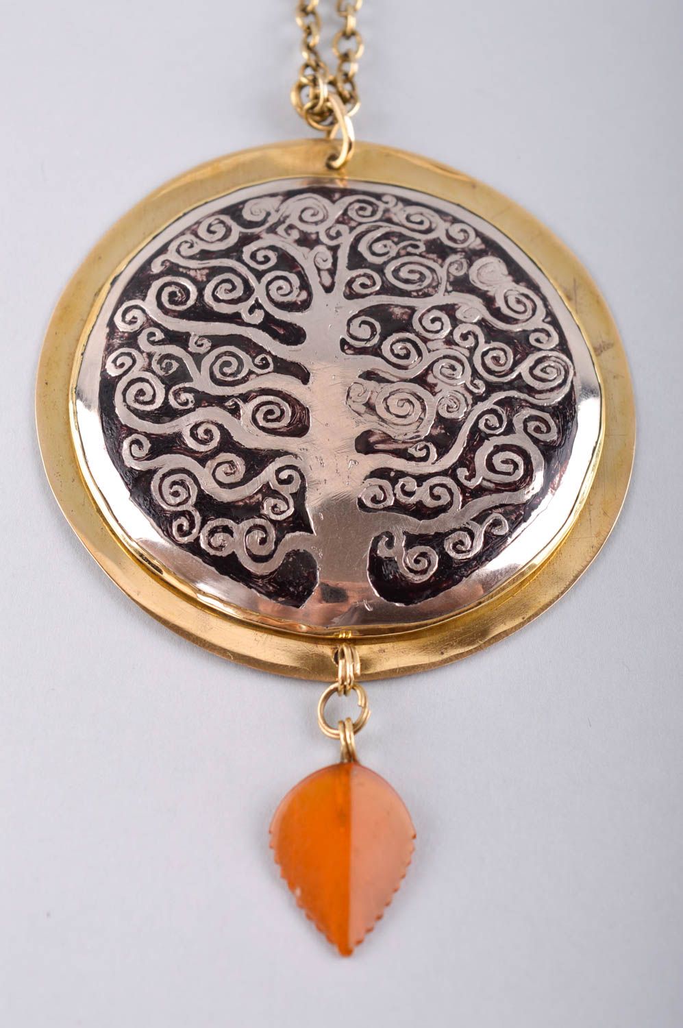 Designer pendant unusual gift for women metal accessory brass jewelry  photo 5