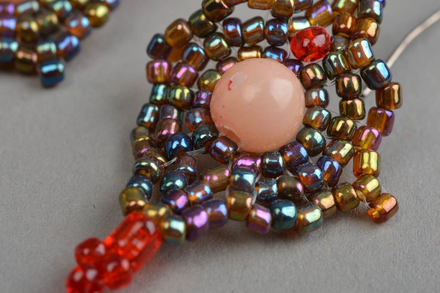 Boucles d'oreilles en perles de rocaille faites main avec perles fantaisie bijou photo 5