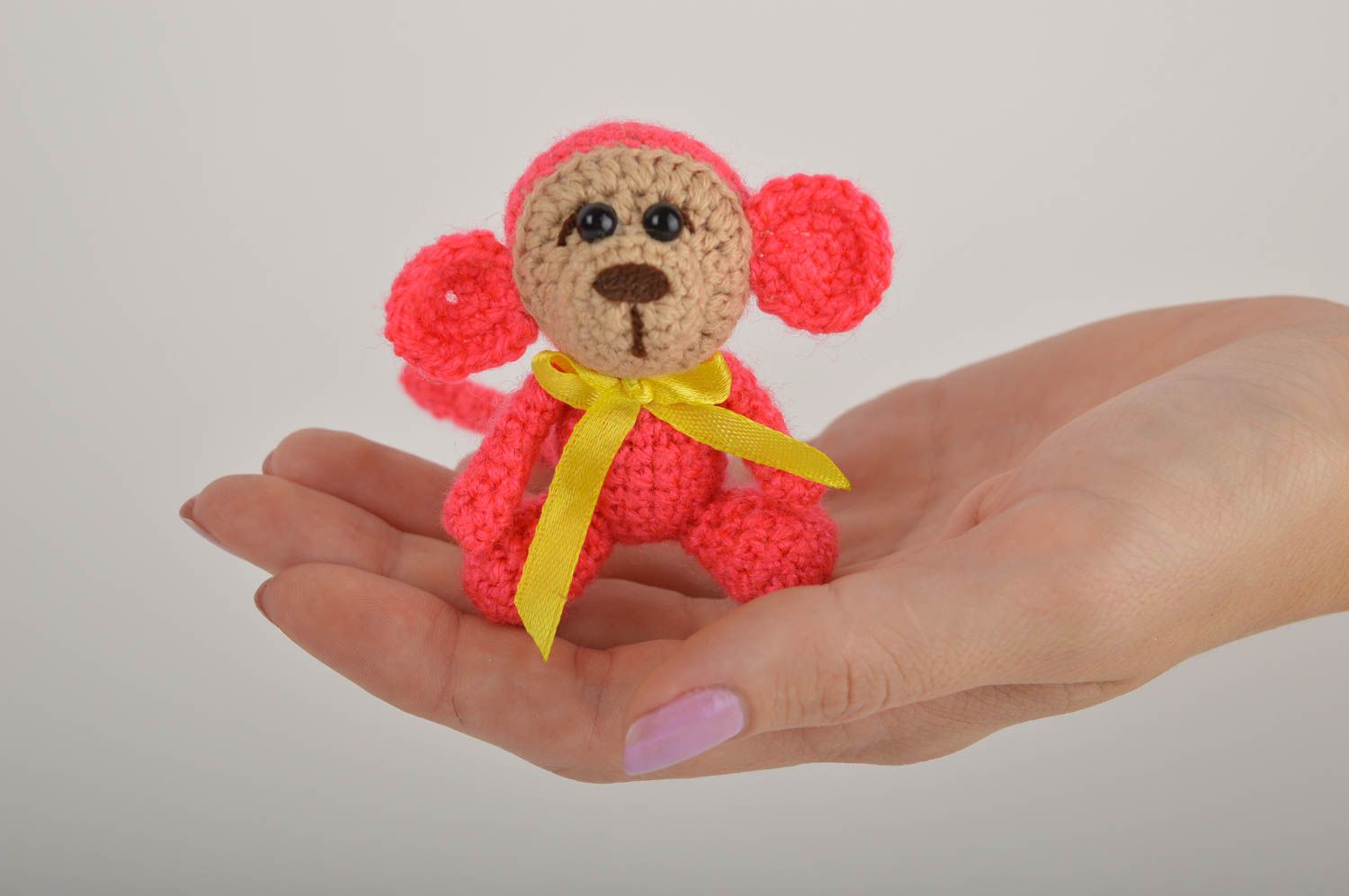Handmade Designer Puppe Häkel Kuscheltier Geschenk für Kind Affe klein foto 5