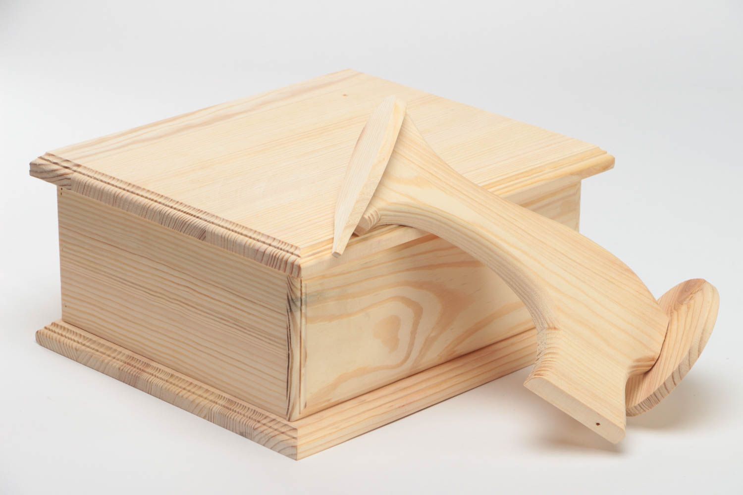 Boîte à décorer bois brut de pin faite main originale Machine à coudre photo 4