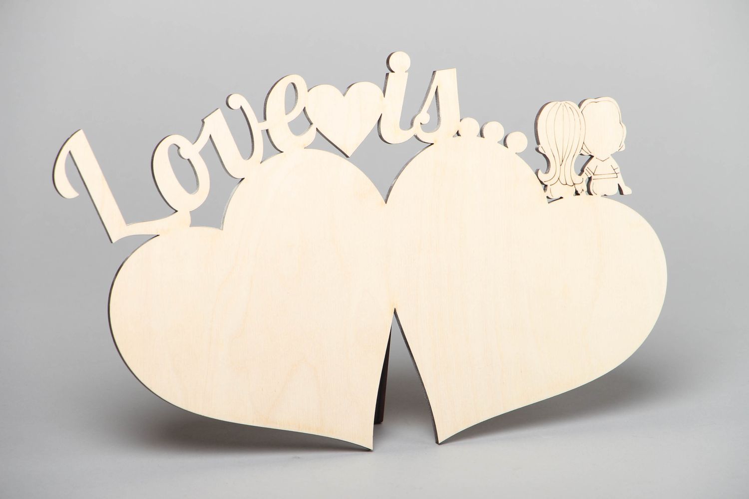 Chipboard en bois fait main coeur love photo 1
