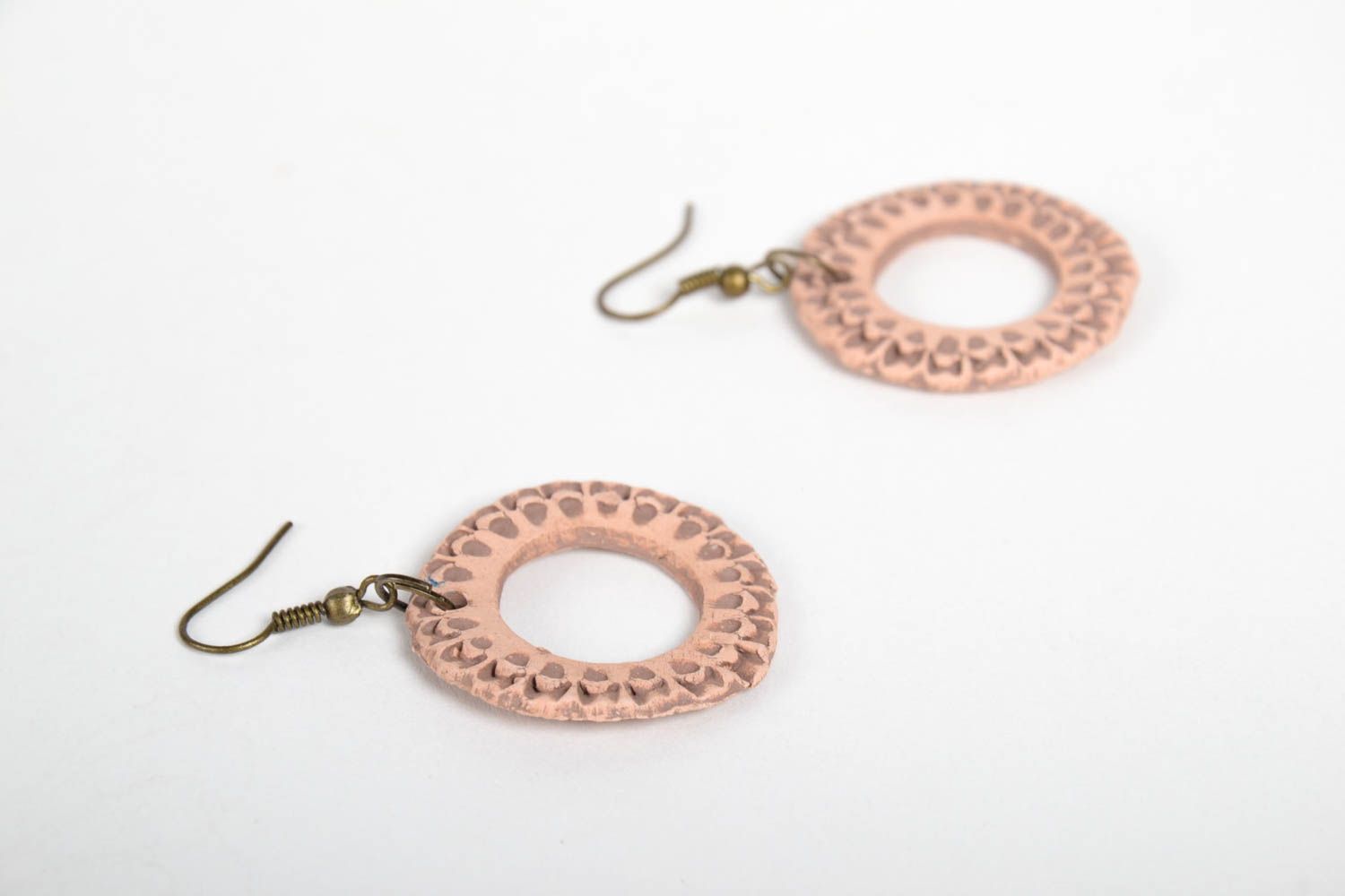 Handmade Ohrringe Schmuck aus Keramik runde Ohrhänger Geschenk für Frauen zart foto 5