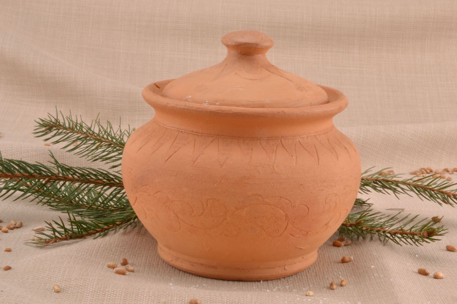 Pot avec couvercle en argile artisanal  photo 1