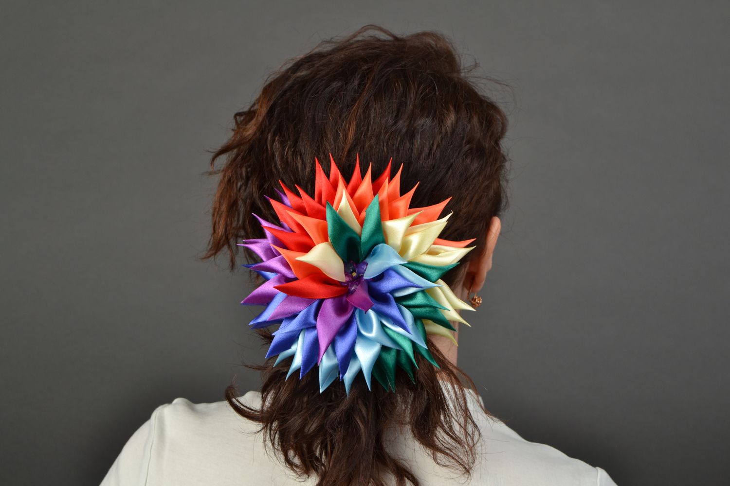 Satin ribbon hair tie Rainbow photo 2