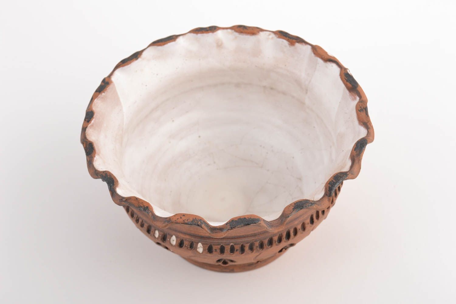 Beautiful designer homemade ceramic bowl kilned with milk 500 ml photo 5