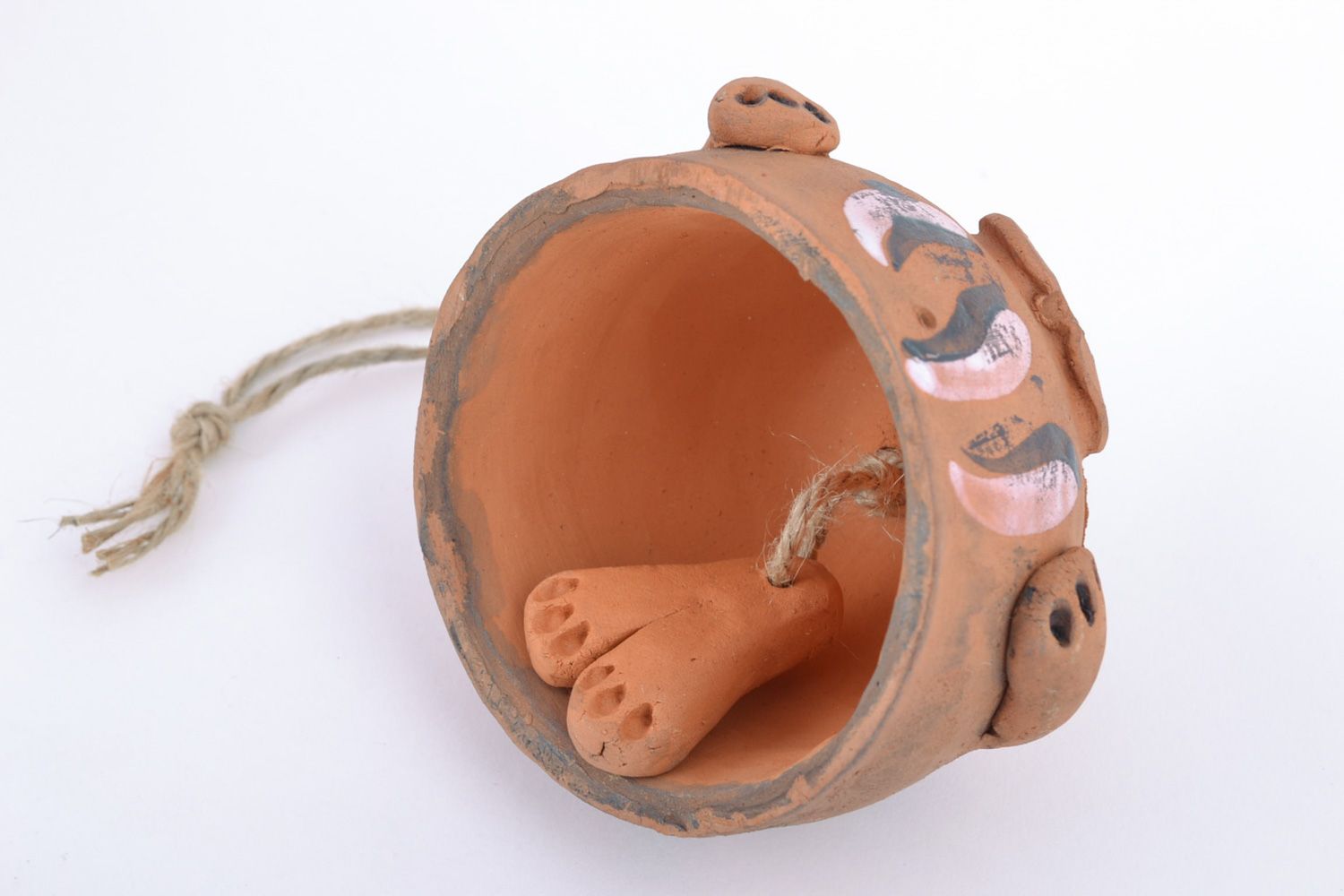 Керамический колокольчик с росписью кот фото 5
