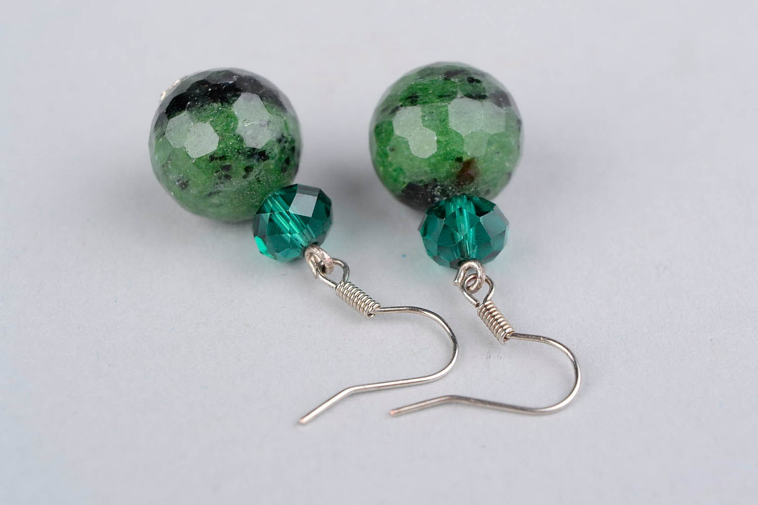 Earrings with zoisite and Czech crystal photo 4
