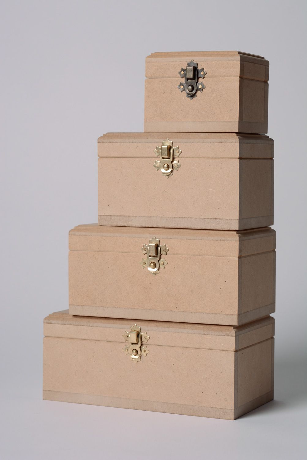 Coffrets faits main en bois 4 pièces ensemble de boîtes pour serviettage photo 1