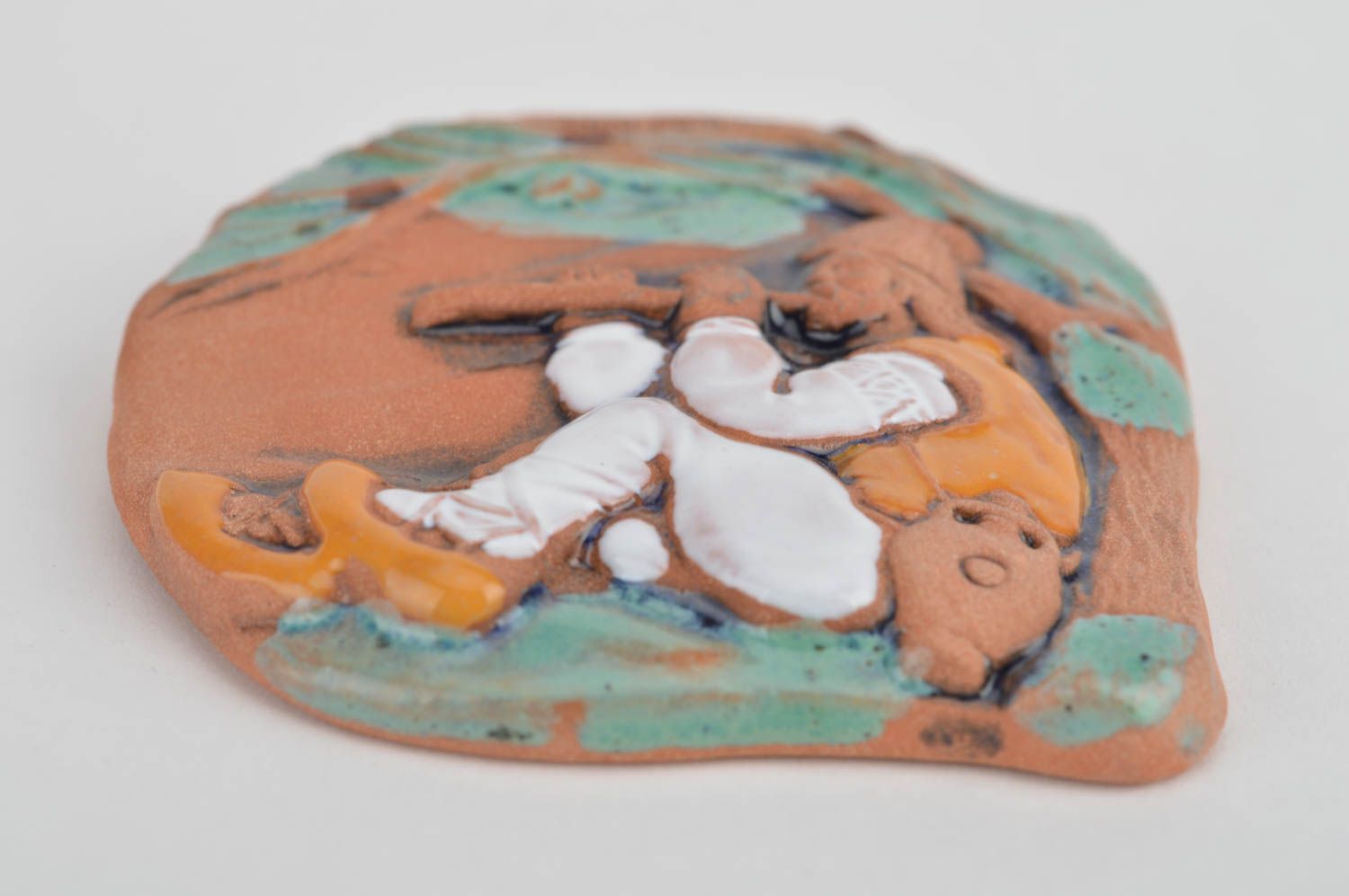 Оригинальный керамический магнит на холодильник ручной работы из глины Пастух фото 5