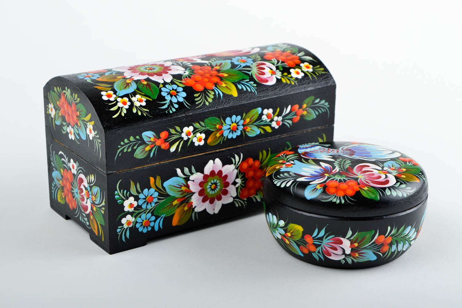 Jolies Boîtes à bijoux fait main 2 pièces Décoration maison à fleurs design photo 3