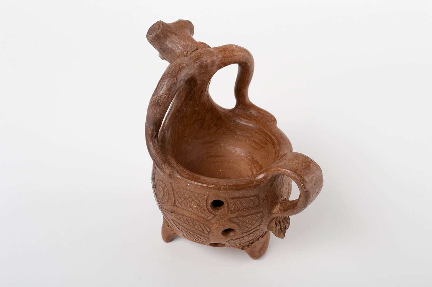 Taza de carámica hecha a mano utensilio de cocina taza para café color marrón foto 3