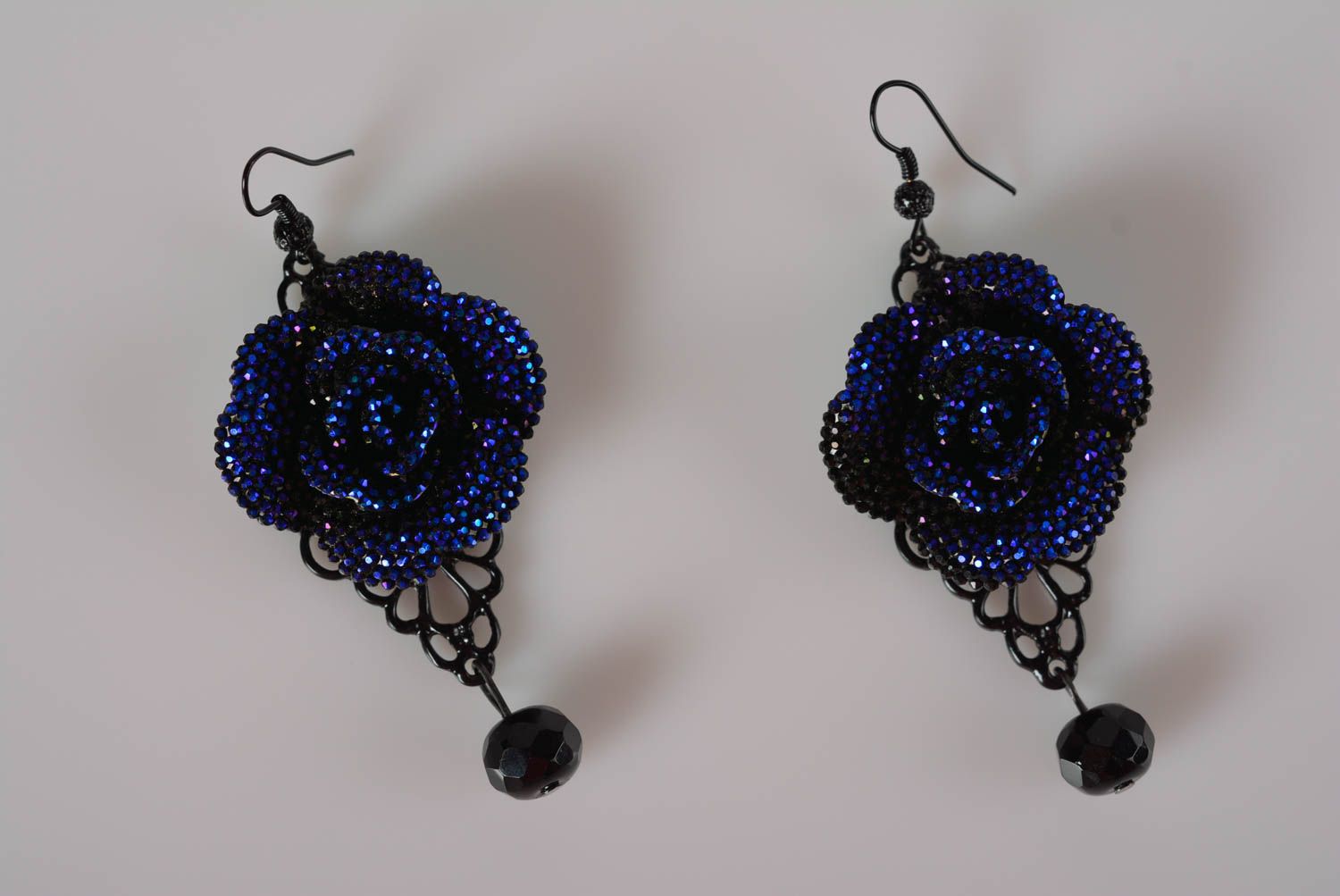 Boucles d'oreilles pendantes Bijou fait main bleu agate verre Cadeau pour femme photo 1