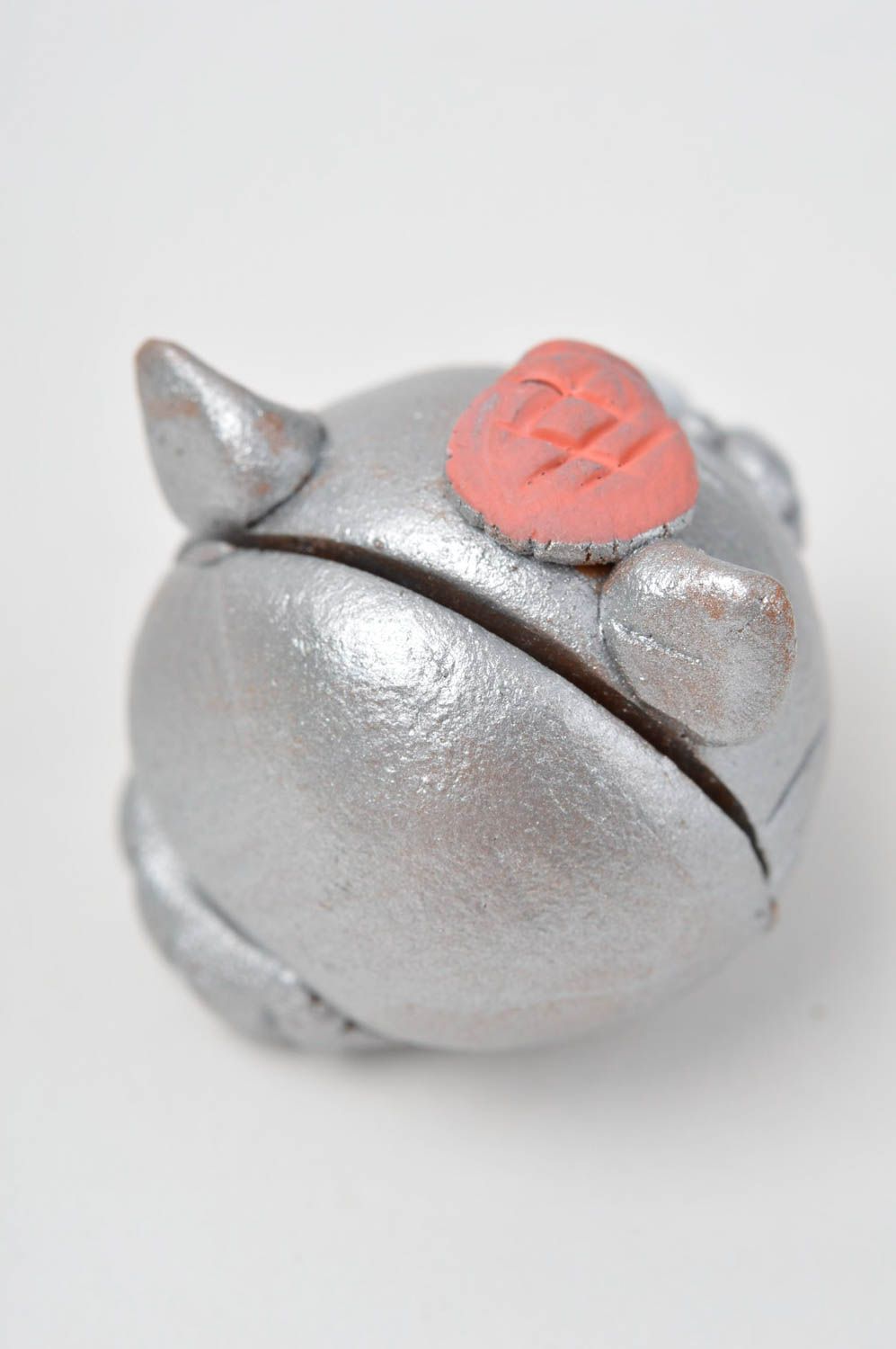 Визитница ручной работ серебряный кот керамический декор настольная подставка фото 4