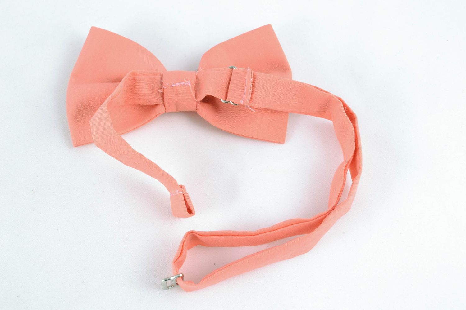Handmade cotton bow tie of peach color photo 5