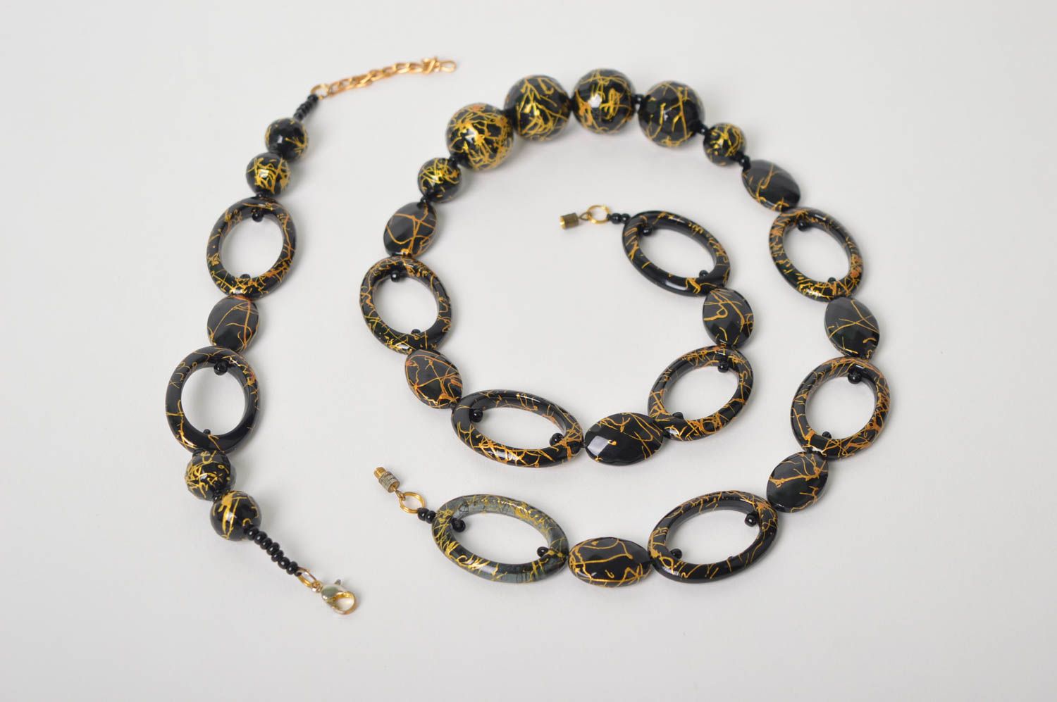 Unusual handmade jewelry set beaded bracelet beaded necklace fashion trends photo 2