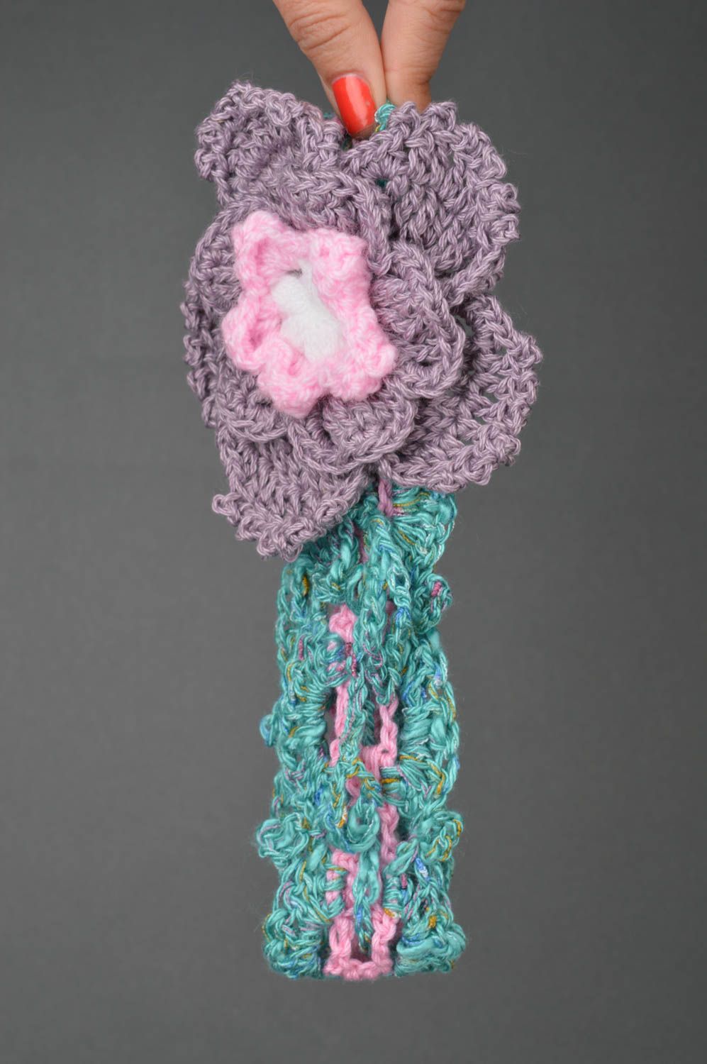 Haarband mit Blumen handgemachter Schmuck Accessoires für Haare rosa lila schön foto 2