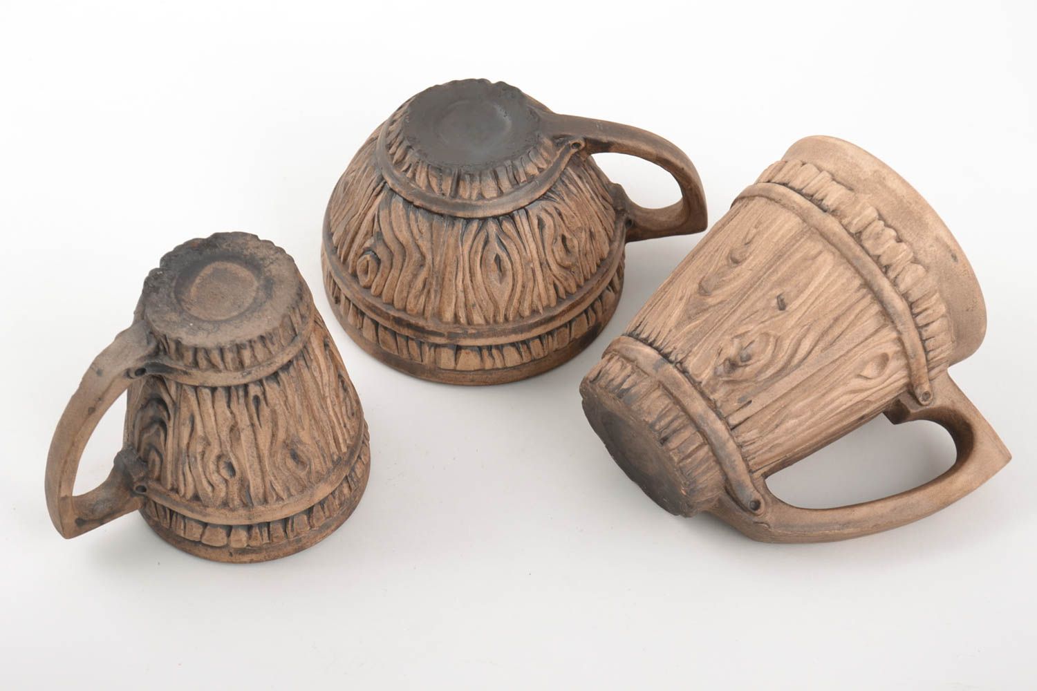 Juego de tazas cerámicas artesanales originales 2 piezas de 250 l y 1 de 330 ml foto 5