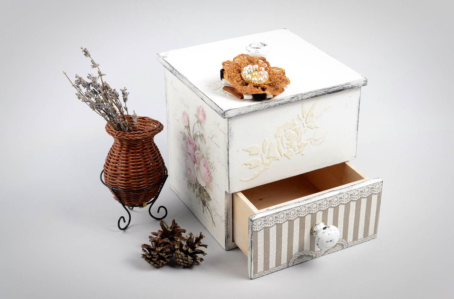 Handmade box for jewelry with decoupage handmade home decor wooden jewelry box photo 5