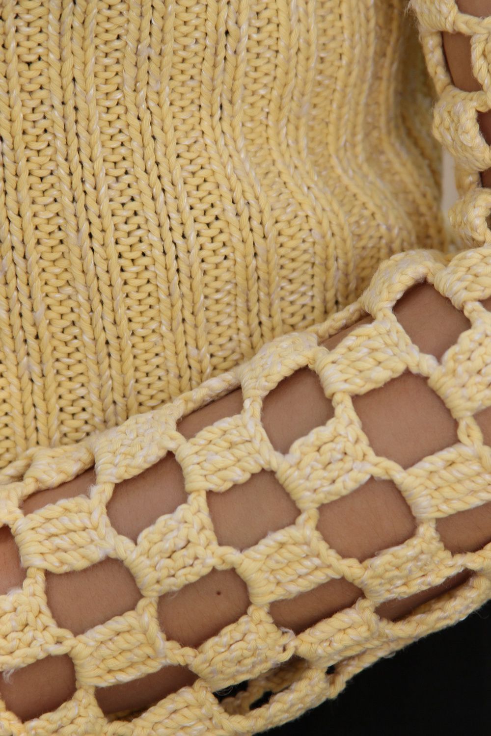 Pull tricoté en coton fait main photo 4
