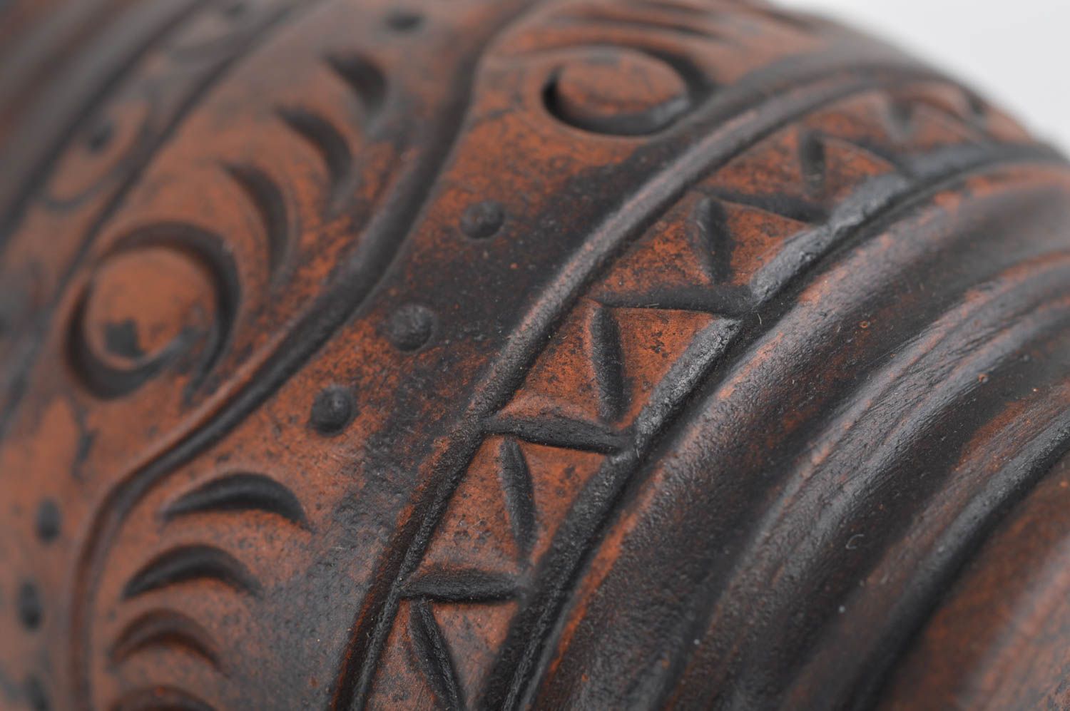 Handmade Keramik Becher ohne Henkel groß aus Ton 250 ml braun ethnisch  foto 4