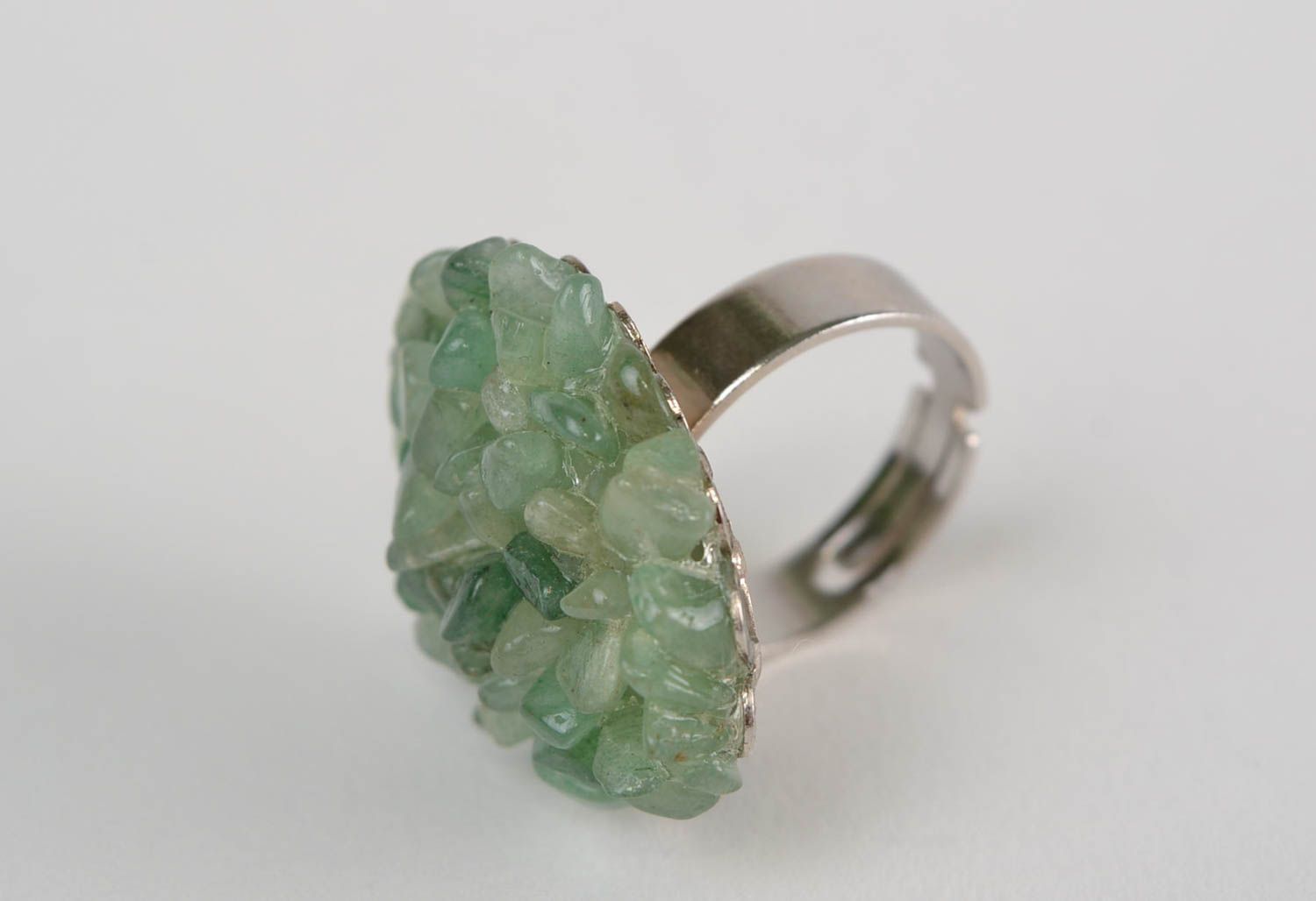Beautiful women's handmade designer ring with natural nephrite stone photo 3