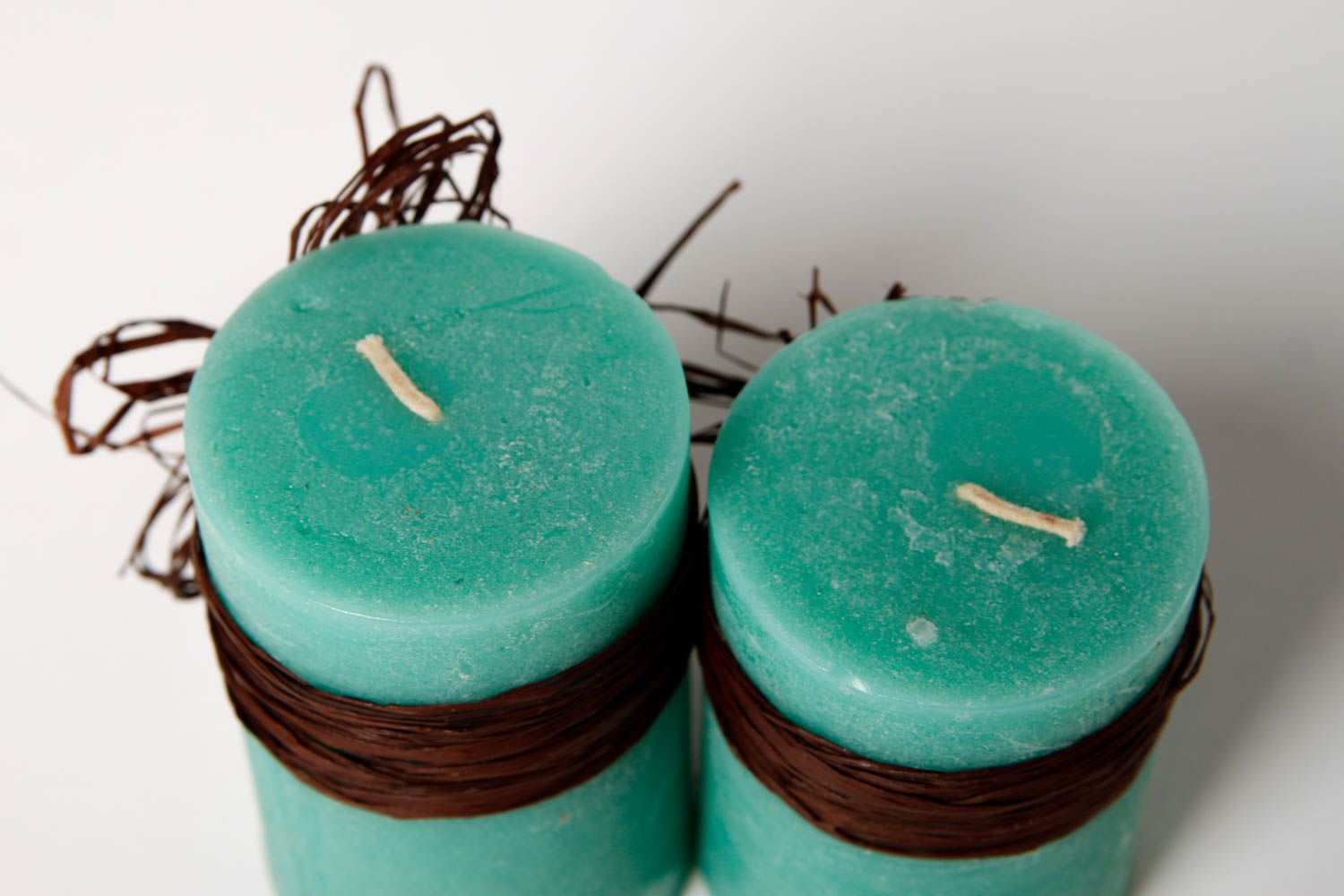 Handmade blaue dekorative Kerzen aus Paraffin Haus Deko Designer Kerzen 2 Stück foto 4