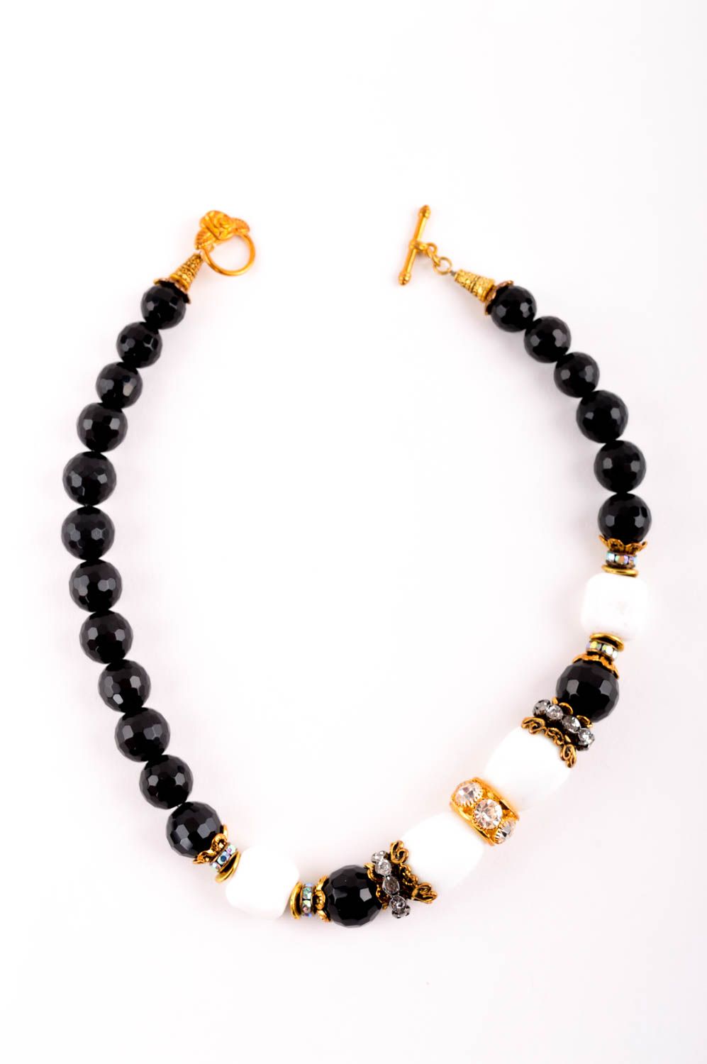 Damen Collier Perlen Schmuck Geschenk für Frauen mit Onyx schwarz künstlerisch foto 5