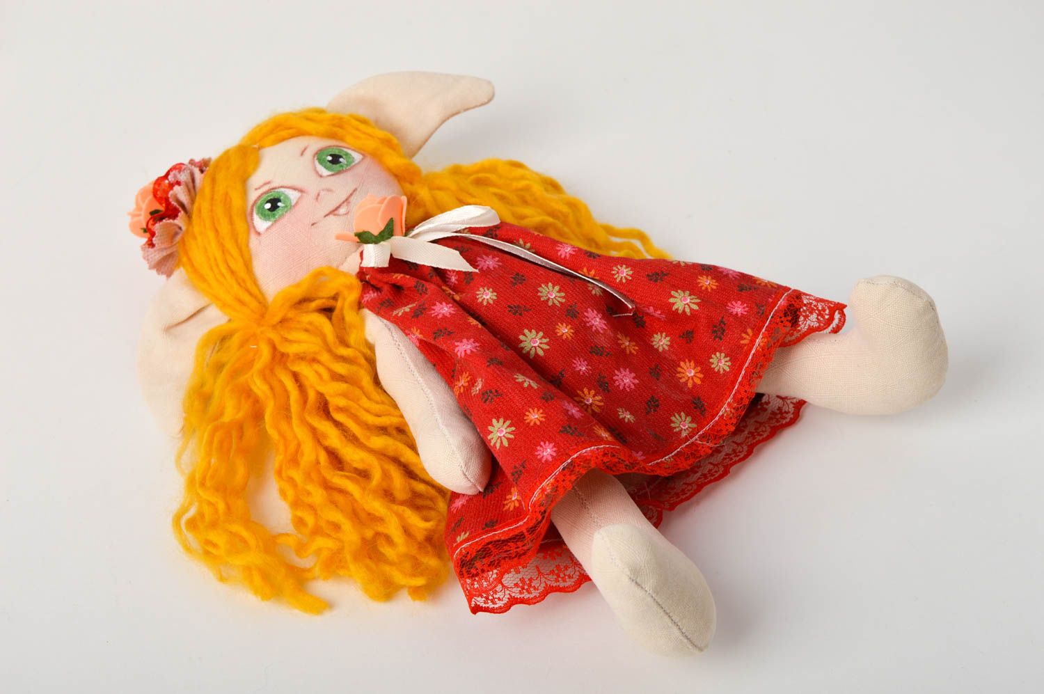 Muñeca artesanal de percal y pana decoración de casa regalo original para niña foto 4