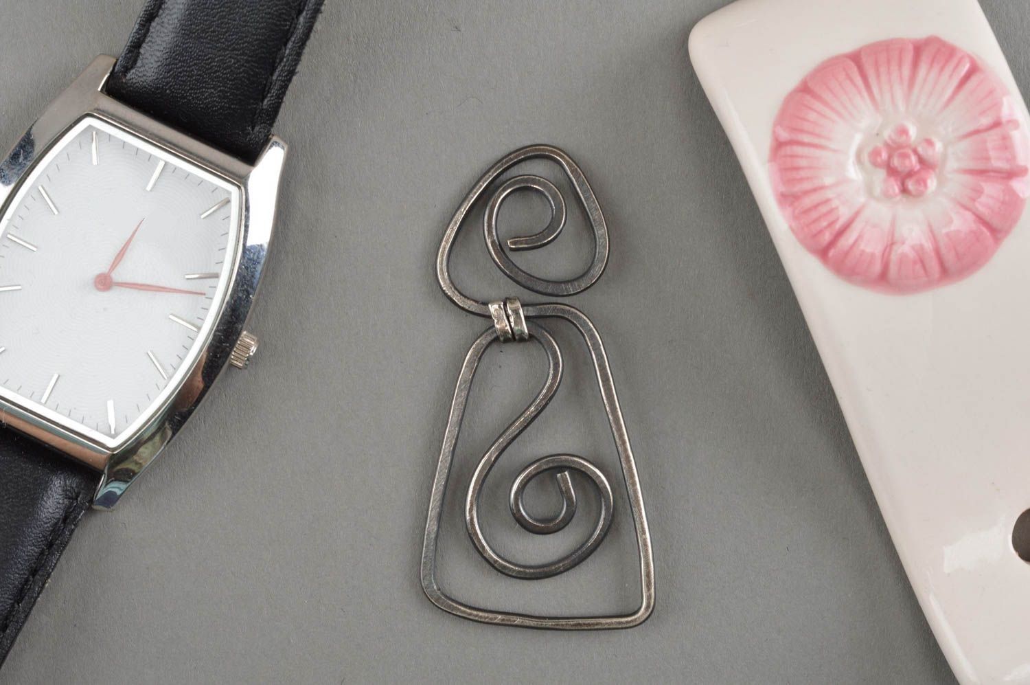 Handmade cute metal pendant stylish designer accessory forged jewelry photo 1
