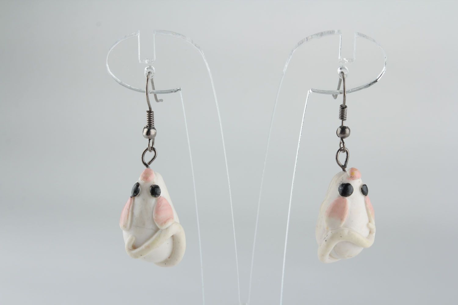 Polymer clay earrings Mouse photo 4
