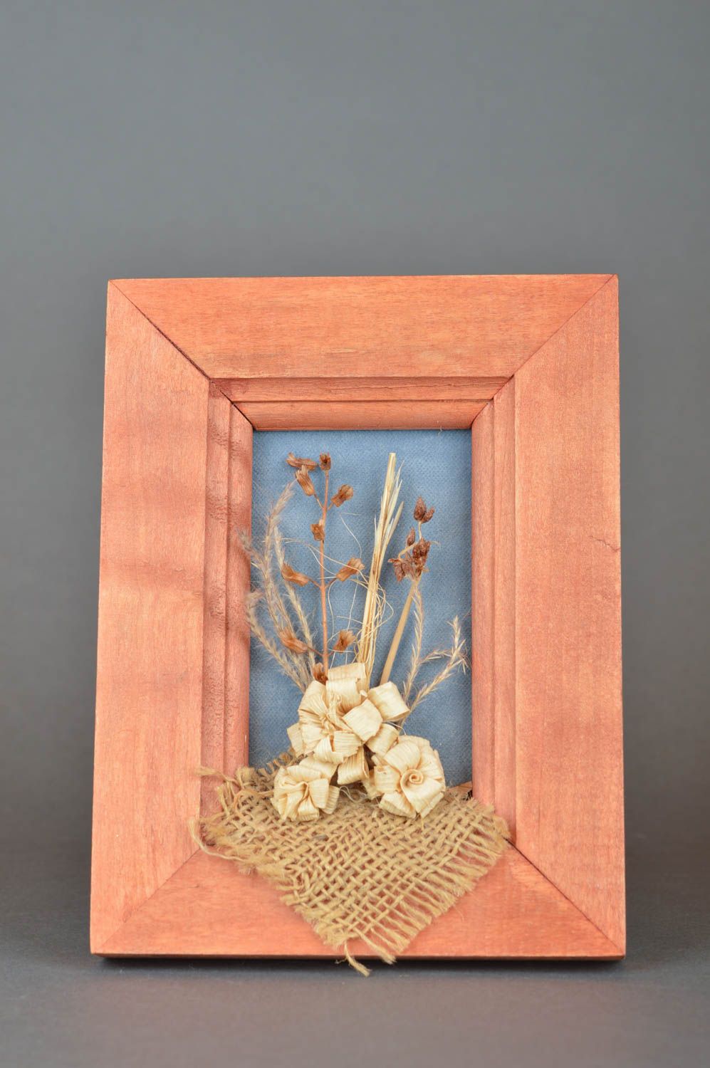 Cuadro de hojas secas de maíz artesanal bonito decoración de pared original foto 2