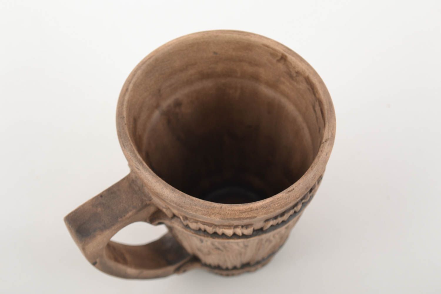 11 oz clay tea mug with handle in fake wood style 0,75 lb photo 2