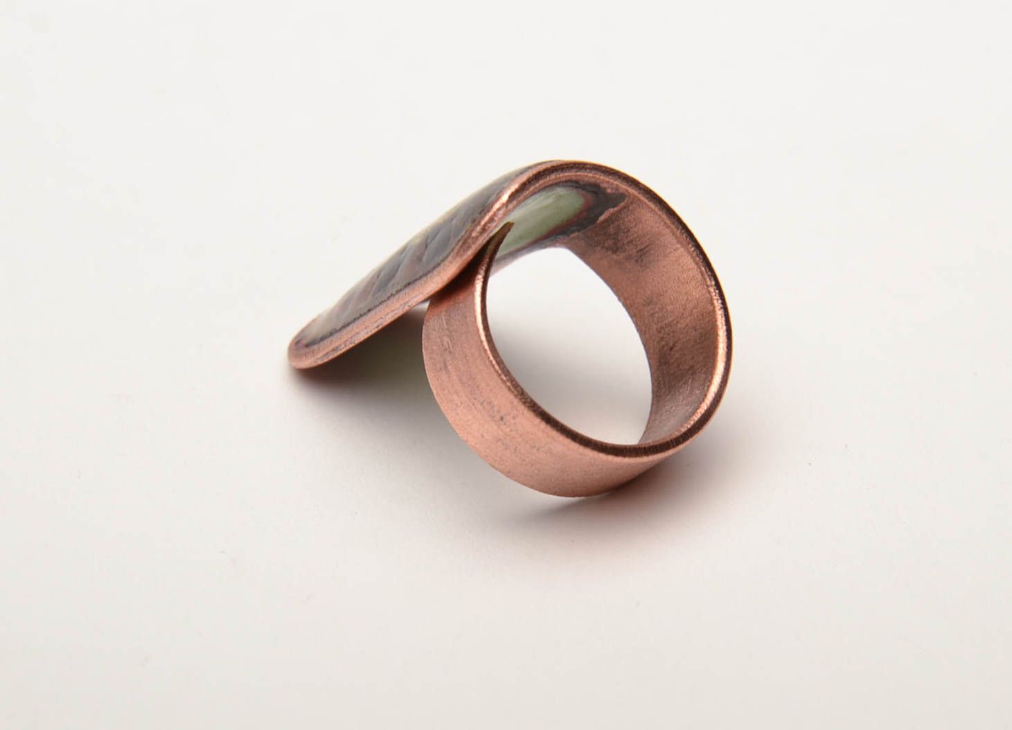 Designer copper ring with enamel painting photo 3