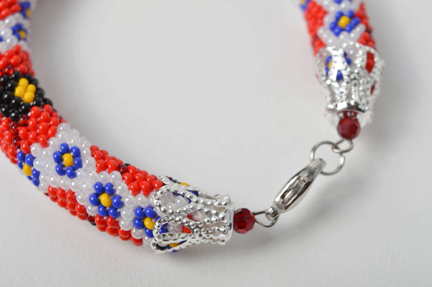 Bracelet spirale Bijou fait main multicolore avec fleurs Accessoire femme photo 4