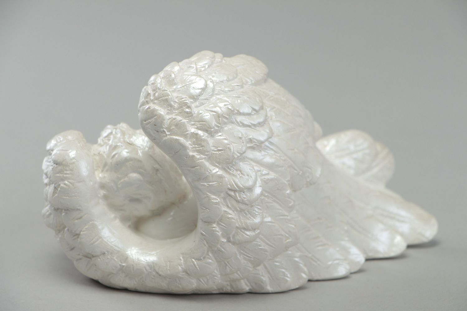 Handmade white alabaster desktop figurine in the shape of angel photo 3