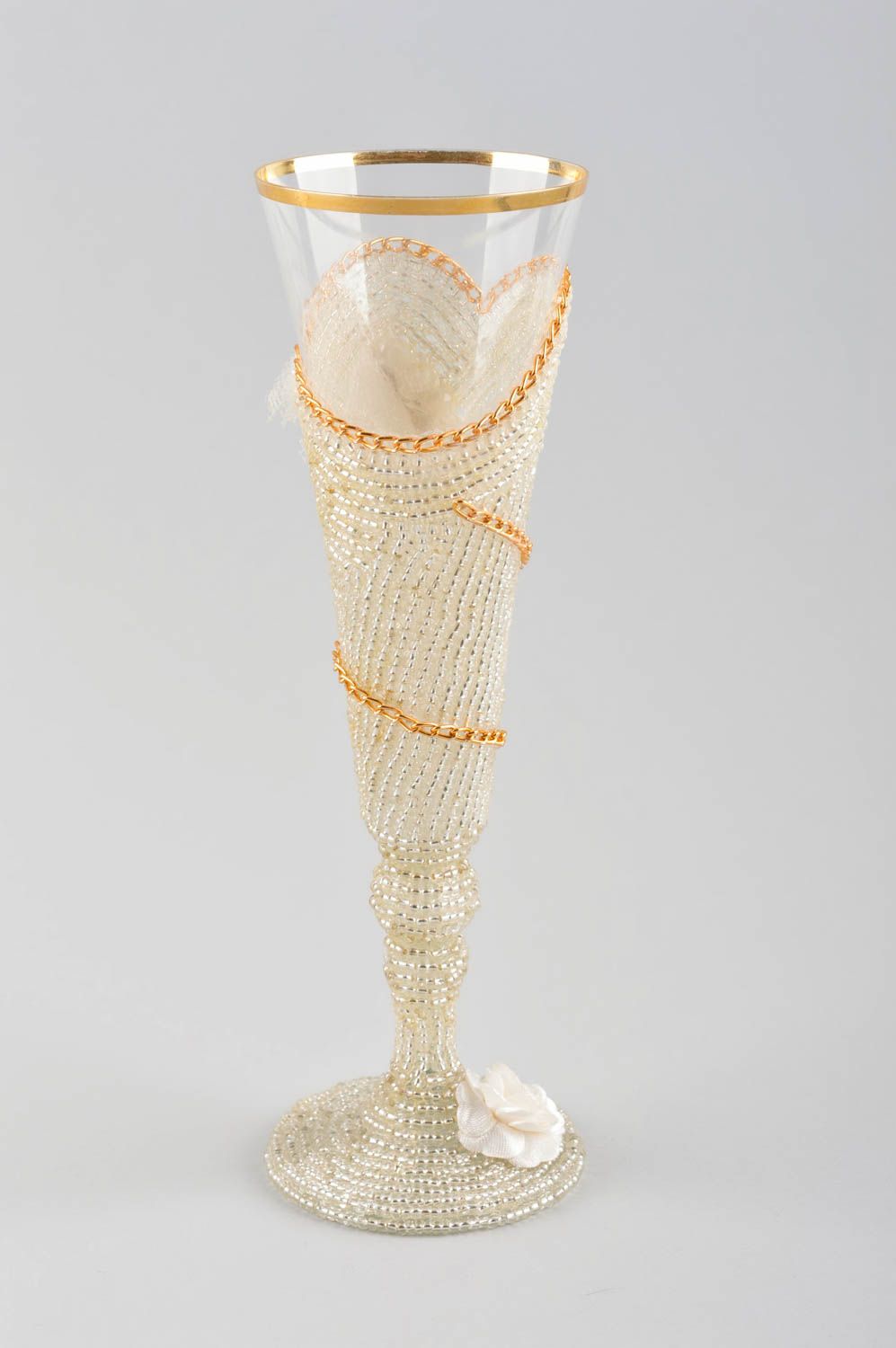 Copa de cristal hecha a mano con flor clara detalle de boda regalo original foto 3