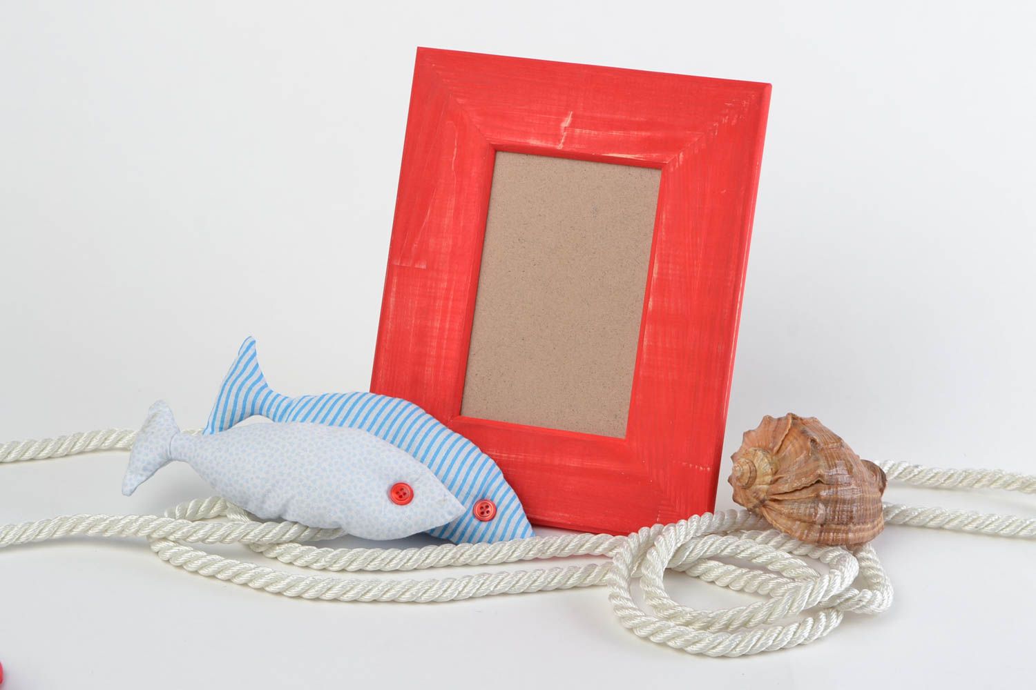 Red small rectangular wooden handmade frame for photo 10x15 home interior design photo 1
